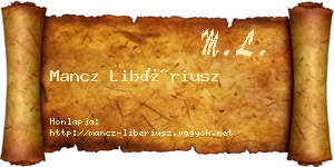 Mancz Libériusz névjegykártya